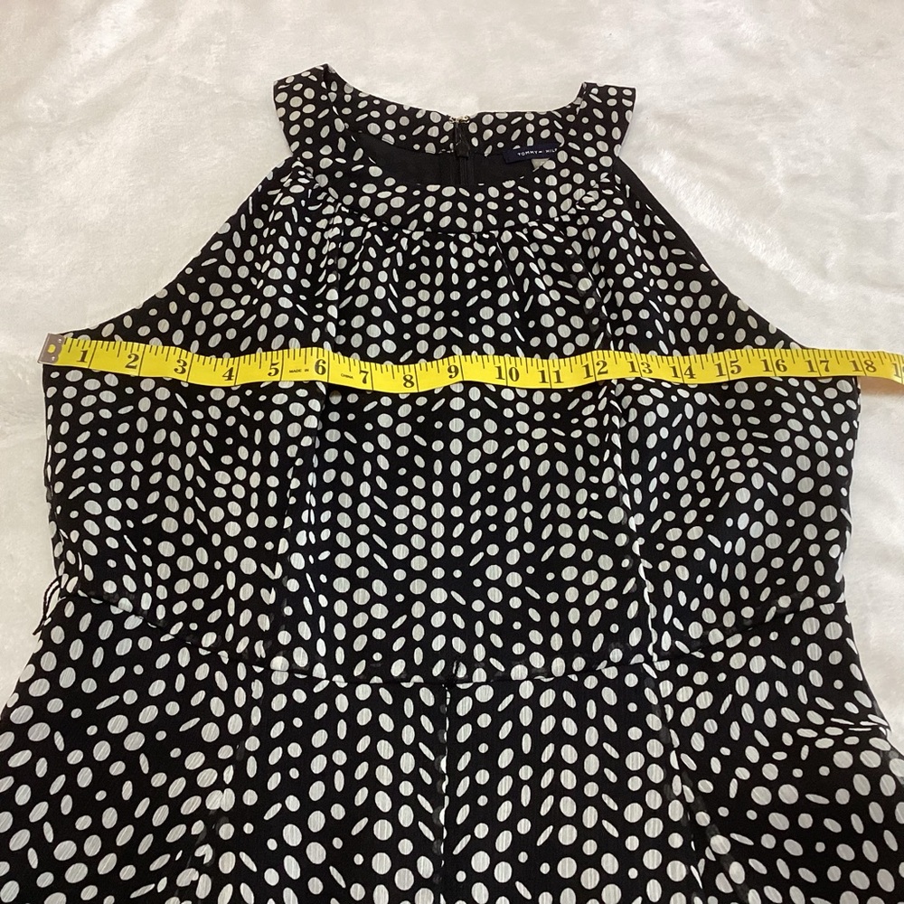 Tommy Hilfiger Polka Dot Maxi Dress Black White Size 8 Sleeveless No Belt - Picture 7 of 10